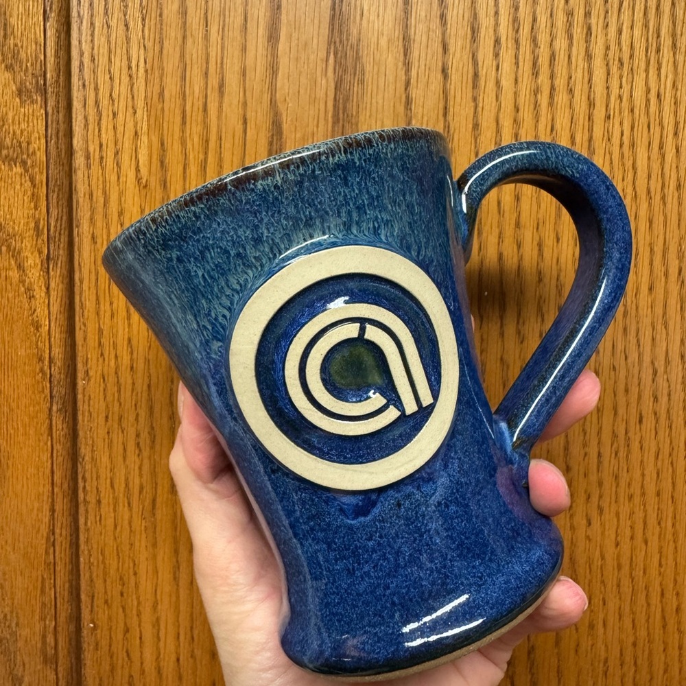 Wisconsin Handcrafted Blue Ceramic Art Coffee Mug